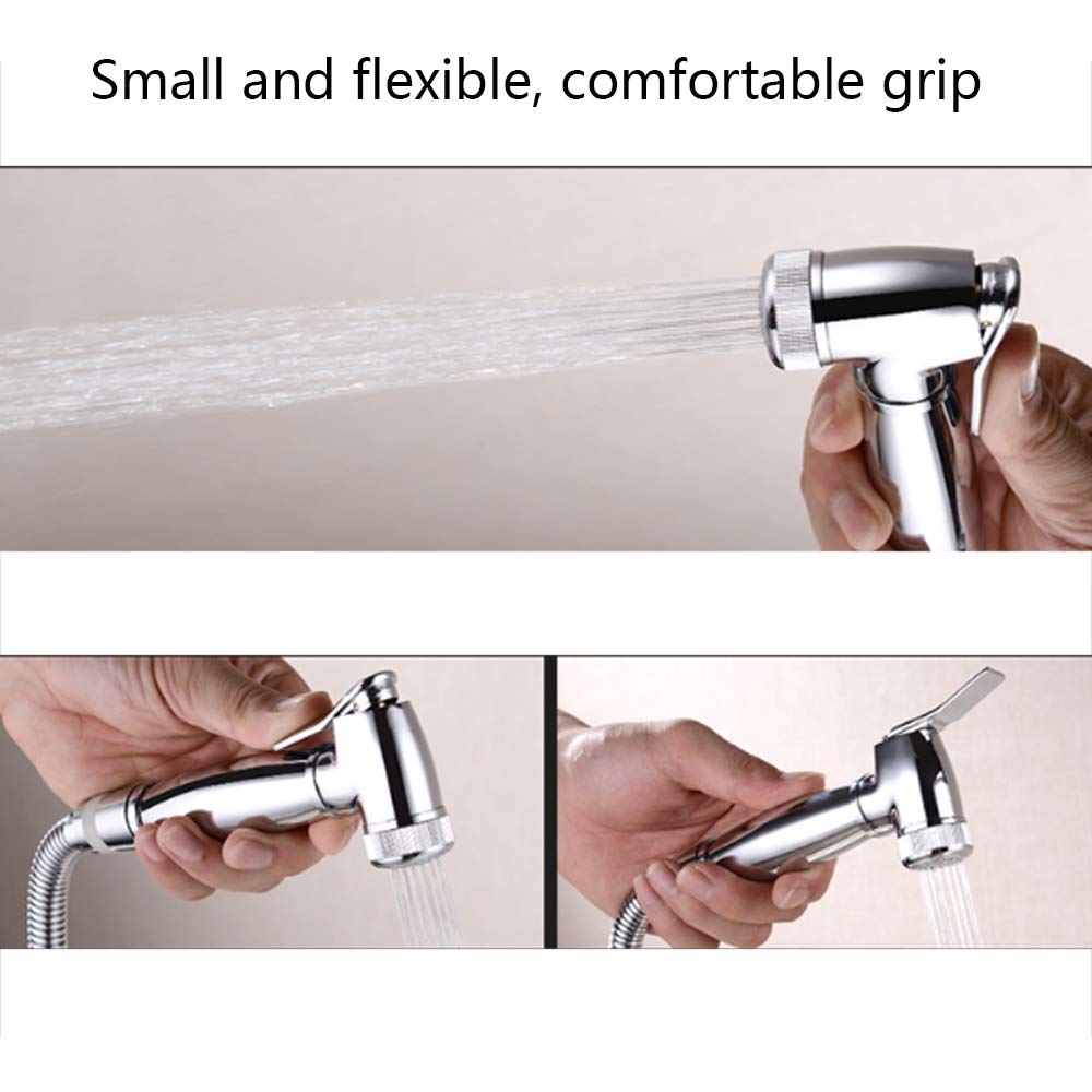 Bidet Pulvérisateur Laiton Chromé Double Poignée Montage Mural Ensemble de Robinet Vaporisateur Hygiénique avec Eau Chaude et Froide, pour Hygiène Personnelle