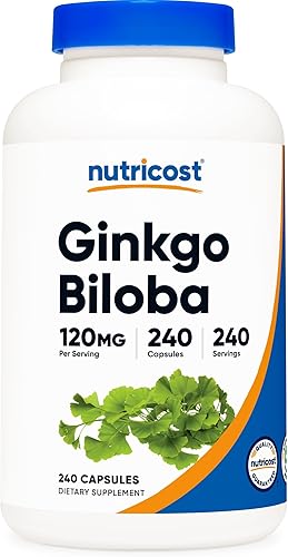 Miniatura 9 de Envase de 00042 onzas con 240 cápsulas de Ginkgo Biloba marca Nutricost 1 botella 1