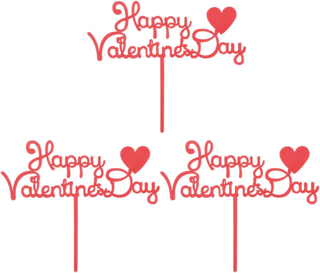 Toddmomy3 pcs Happy Valentines Day Cake Topper Cupcake Toppers for Valentines Day Party Decorations