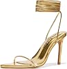 Sandalias de tacón stiletto con cordones para mujer - Punta abierta, correa transparente, tobillero ajustable, tacones altos (Moroni) 1