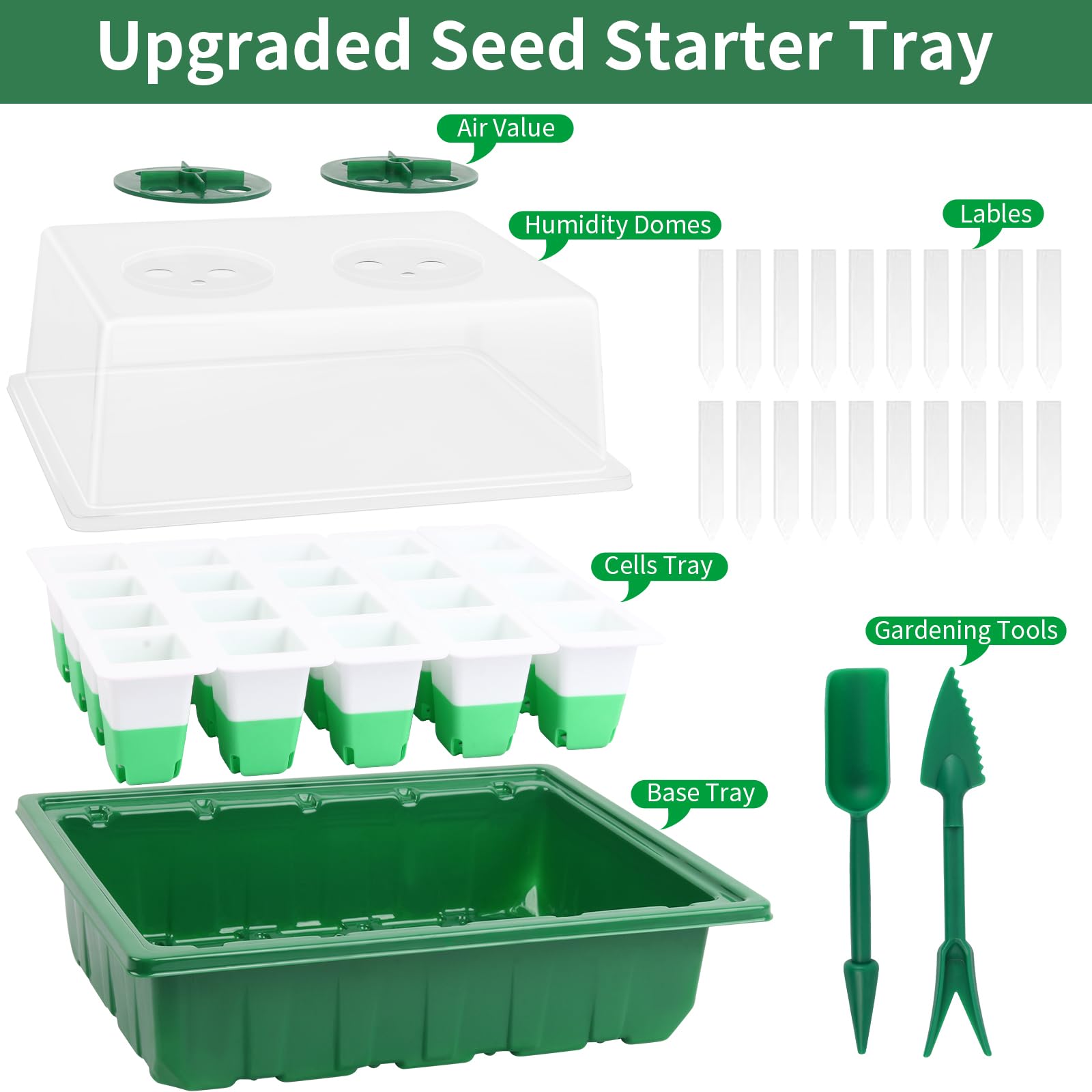 Sondiko Plateau de démarrage de graines avec cellules en silicone souple, kit de démarrage de semis réutilisable à 80 cellules, plateaux de démarrage de semis avec dôme d'humidité, mini kit de