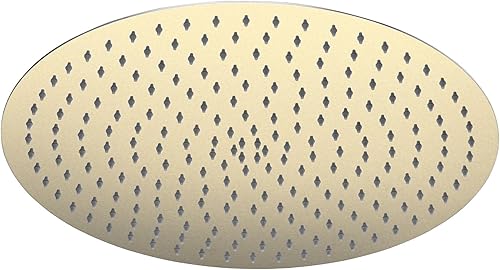 Cabezal de ducha redondo de acero inoxidable de 16 pulgadas, cabezal de ducha extragrande para montaje en techo, dorado cepillado