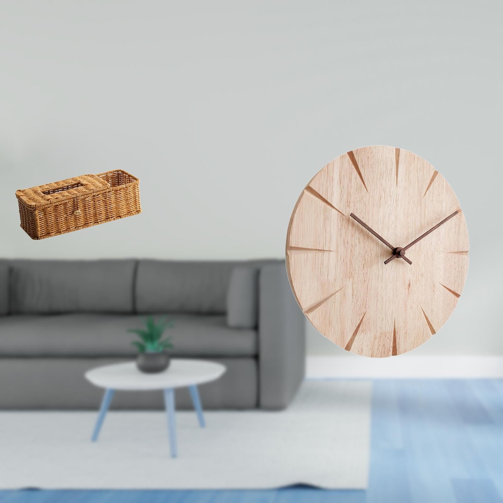 remote control storage tissue box with solid wood decorative wall clock creative design for bedroom kitchen office restaurant gift