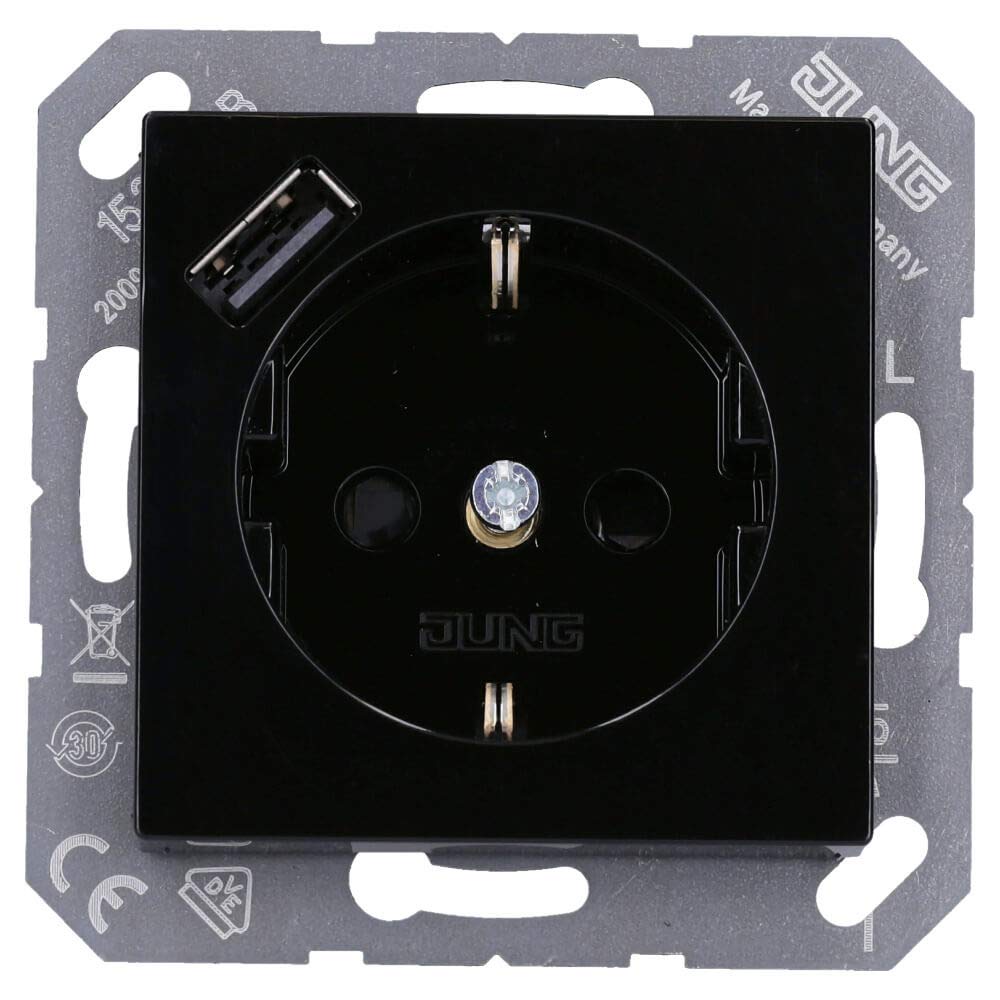 Prise SCHUKO avec USB Jung A1520-18ASWM noir graphite mat avec charge rapide type A série A
