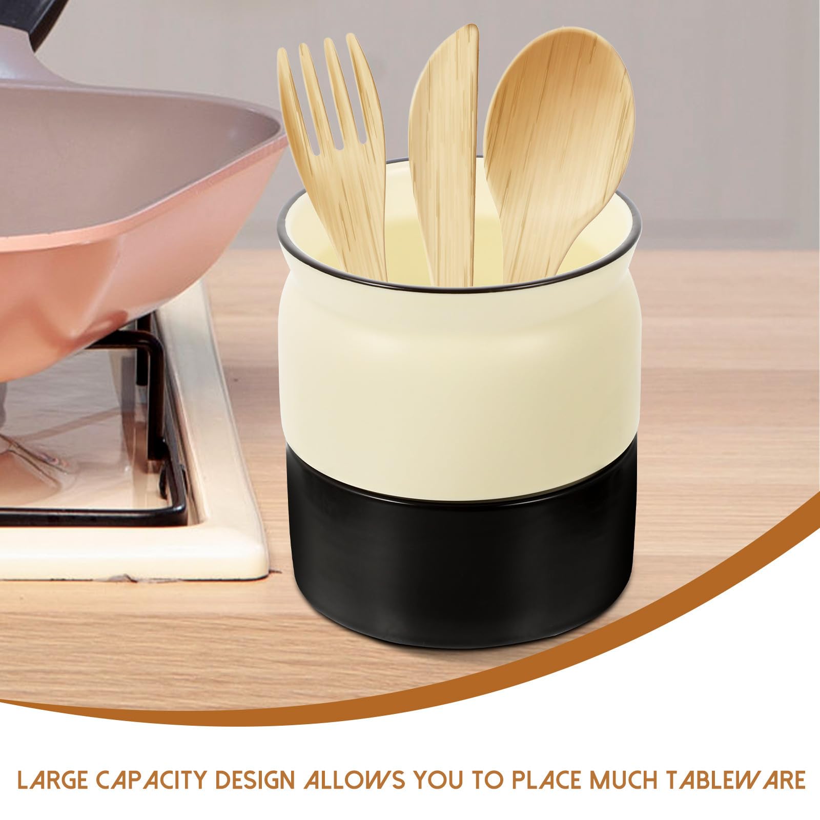 Soporte para Cubiertos de Cocina Estilo Nórdico, Cubo Cerámico en Tonos Claros y Oscuros, Organizador Compacto para Palillos y Utensilios, Porta Cubiertos Creativo para Encimera,