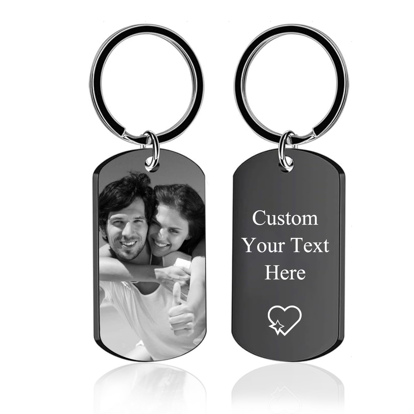 WBW Personalised Keychain - Engraved Rectangle Keychain Custom Keyring Personalised Gift Name Keychain Drive Safe Keyring for Boyfriend (Picture)