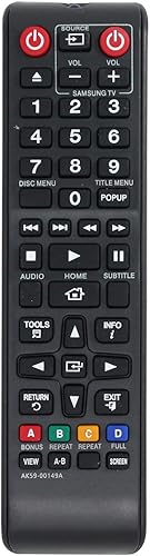 AK59-00149A Reemplazo de control remoto - Compatible con Samsung BDF5100ZX Blu-Ray DVD Player