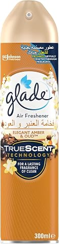 Glade air freshener spray, elegant amber & oud, 300 ml