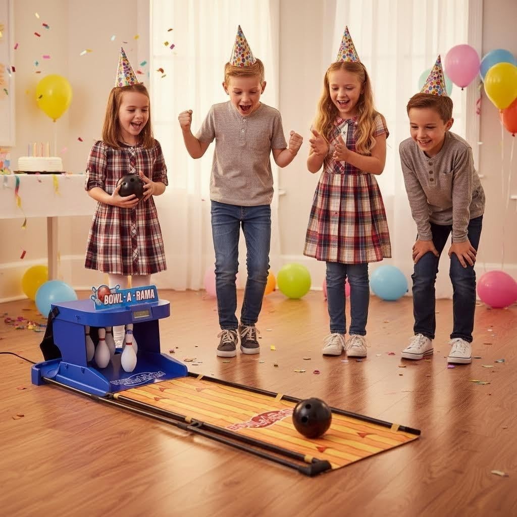 Macchina da Bowling Elettrica for la Casa, Pista da Bowling Portatile for Interni con Tabellone Segnapunti a LED, Reset Automatico, Effetti Sonori
