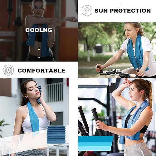 Miniatura 6 de Peicees Paquete de 10 toallas de enfriamiento de microfibra para cuello, deportes, gimnasio, entrenamiento, toalla de enfriamiento, de secado
