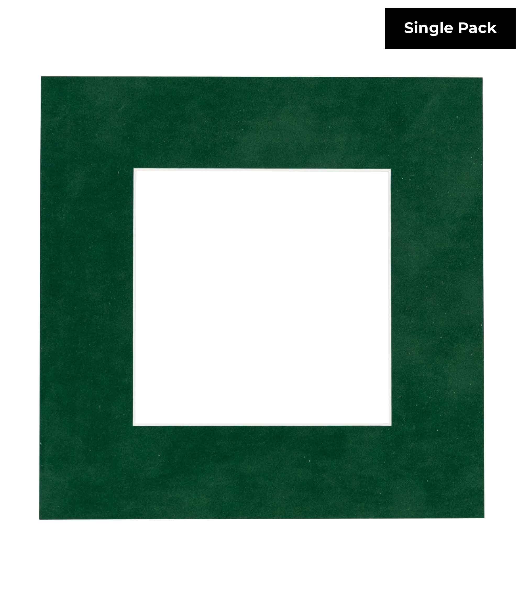 Treeline Green Suede Acid Free 12x12 Square Picture Frame Mat with White Core Bevel Cut for 8x8 Pictures - Fits 12x12 Frame - Pack of 1 Matboard Show Kit With Acid Free Backing & Clear Bag