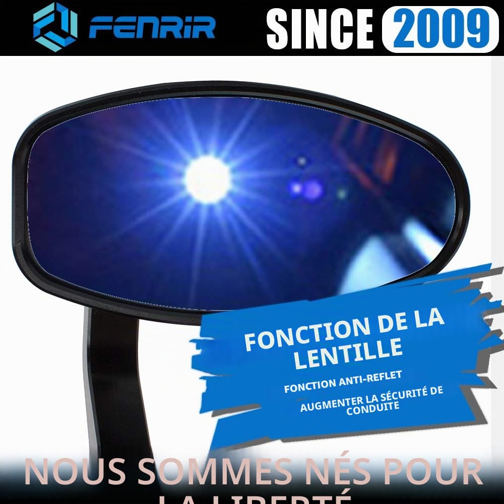 FENRIR (Non Homologué) Rétroviseur Moto Embout De Guidon Retrovisores Noir CNC Alliage d'aluminium forgé Anti-éblouissement Conception anti-tremblement Pour Roadster Sporive Scooter Custom 801-0324
