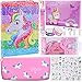 Cieex Regalos de Unicornio para Niñas Set de Papelería Unicornio Cuaderno, Estuche Escolar, Bolígrafo, Pegatinas, Cinta Washi, Marcador de Libro, Conjunto de geometría, para Niñas 4 5 6 7 8 9 10 años