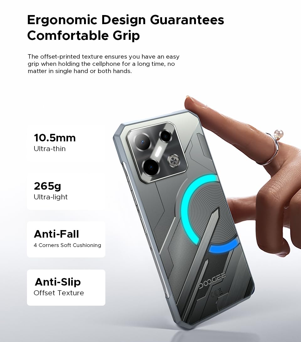 Blade GT Play, Smartphone Rugged 5G (Ultrasottile 10mm), Effetto Luce RGB, 20GB+256GB, Dual SIM 5G, Schermo 6,72" 120Hz FHD+, Fotocamera AI 50MP, Android 14, IP69K/IP68 Antiurto, NFC Nero