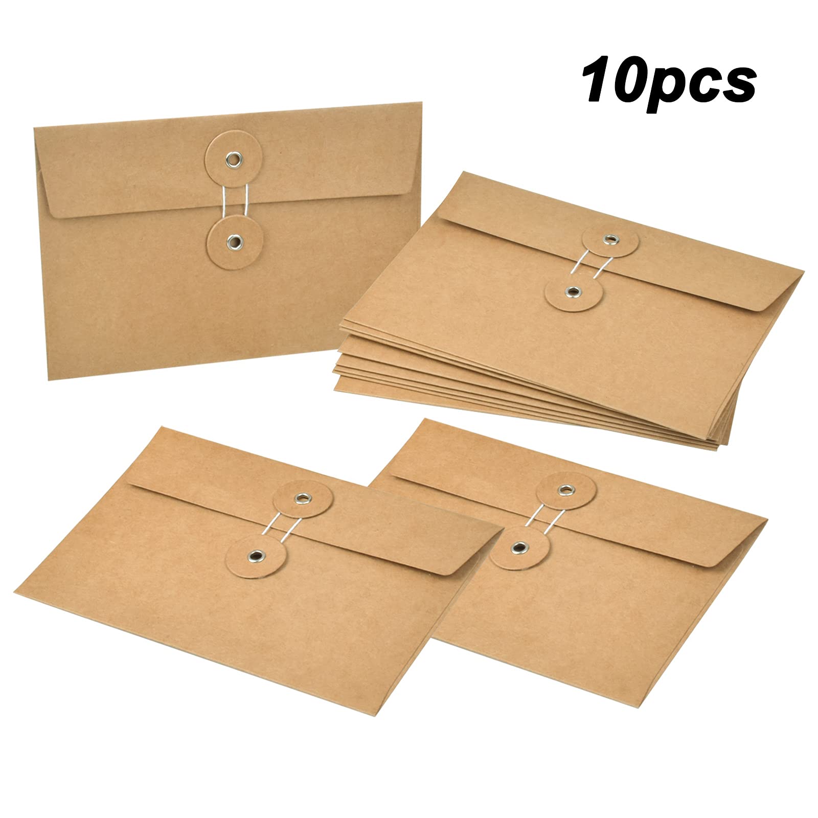 10 Sobres Kraft Billetes de Recibo Carpeta de Archivos, Organizador de Documentos de Bolsillo para Proyectos Soporte de Almacenamiento con Cierre de Corbata, Bolsa Reutilizable para Folleto de Oficina