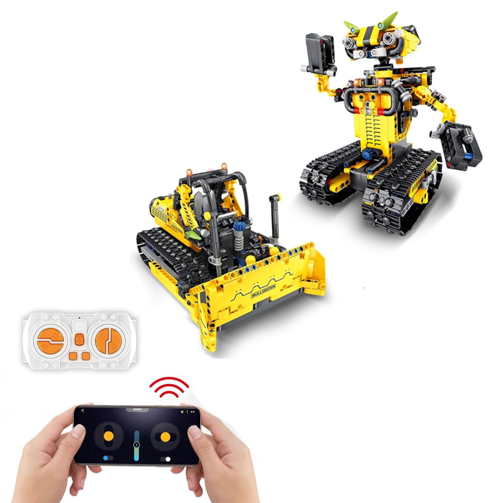 SYOSIIntelligent Assembly of Building Block Robot Toys, Engage Young Minds with Robot Building Toy, APP/Remote Control Bulldozer/Robot Kit for 8-14 Year Olds and Ideal Birthday Gift (Bulldozer)