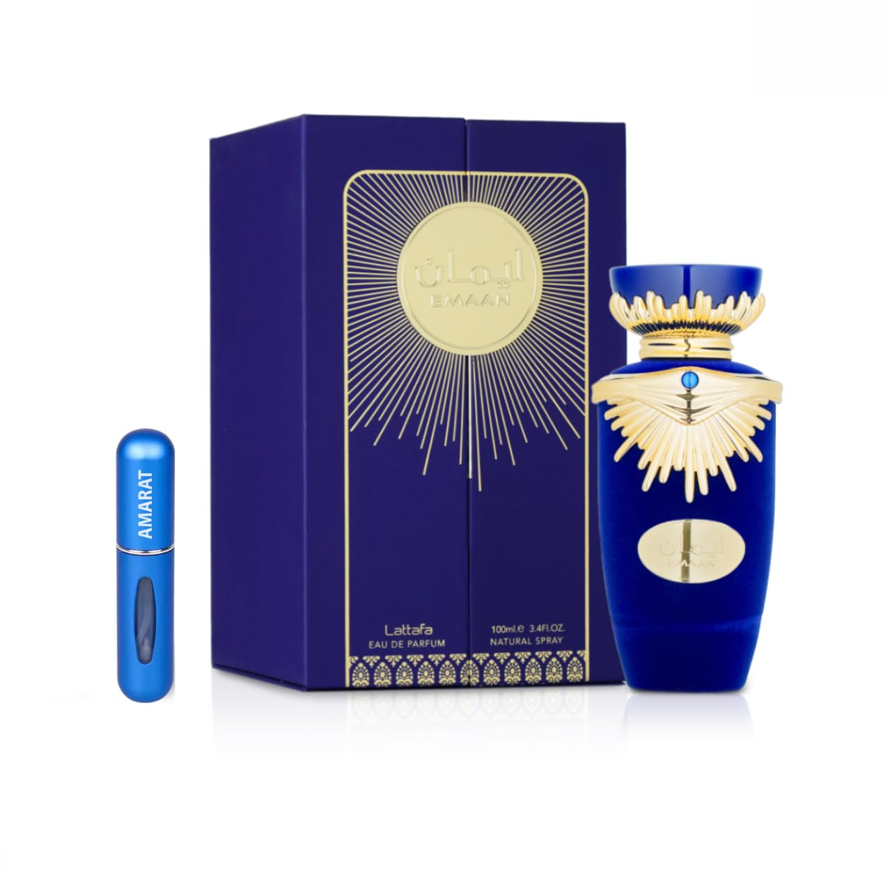 Perfume Emaan Eau de Parfum 100 ml, Perfume Árabe para Mujer de Larga Duración, Incluye Atomizador Recargable 5ML, Fragancia Floral y Oriental con Notas de Bergamota, Tuberosa y Vainilla (Emaan)