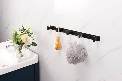 Miniatura 2 de TocTen Perchero para colgar en la pared, ganchos de pared resistentes de acero inoxidable 304 con 5 ganchos para colgar, toallero para abrigo,