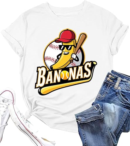 Baseball Shirts for Women Funny Baseball Graphic Tees Game Day Fan Shirt Mama Short Sleeve Shirt White L