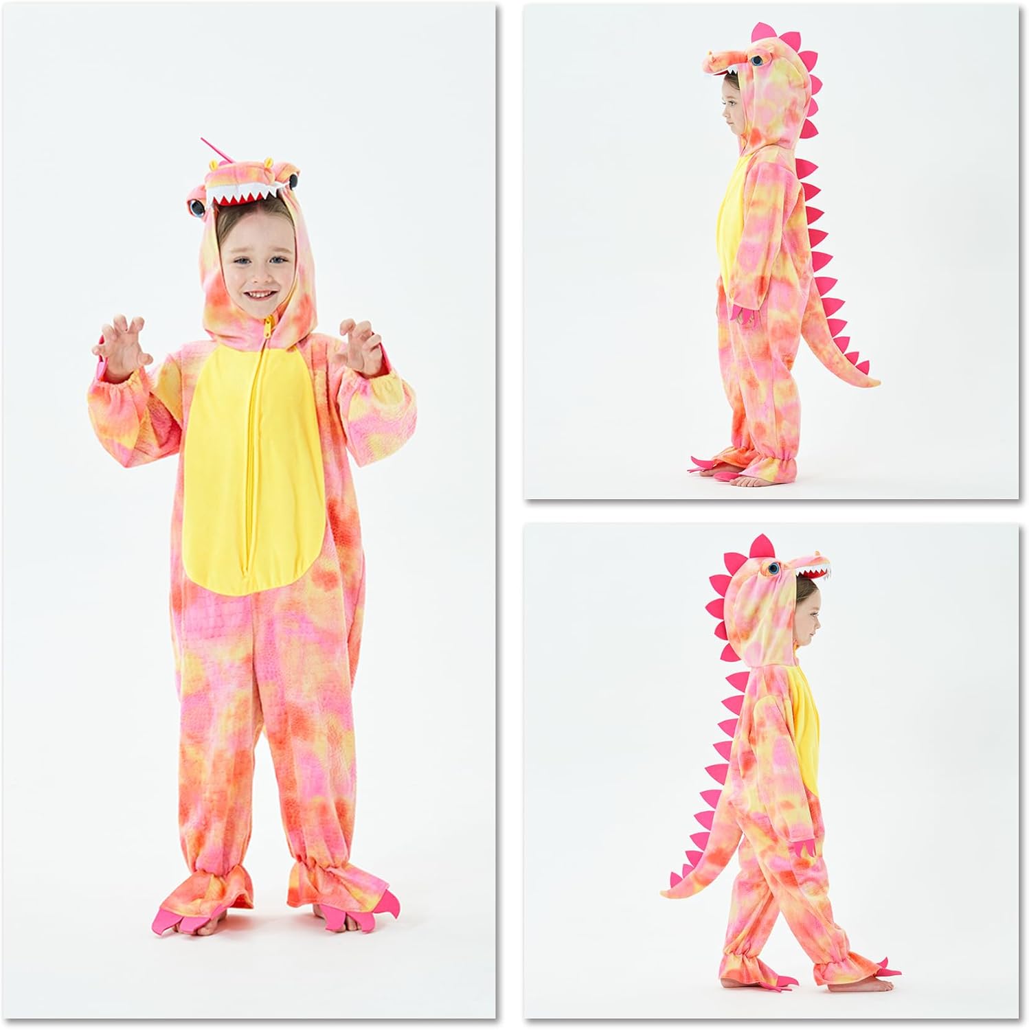 DearSun Child's T-Rex Dinosaur Costume Dinosaur Costume for Kids Fancy Dress Costume Hooded Romper Jumpsuit - Image 2