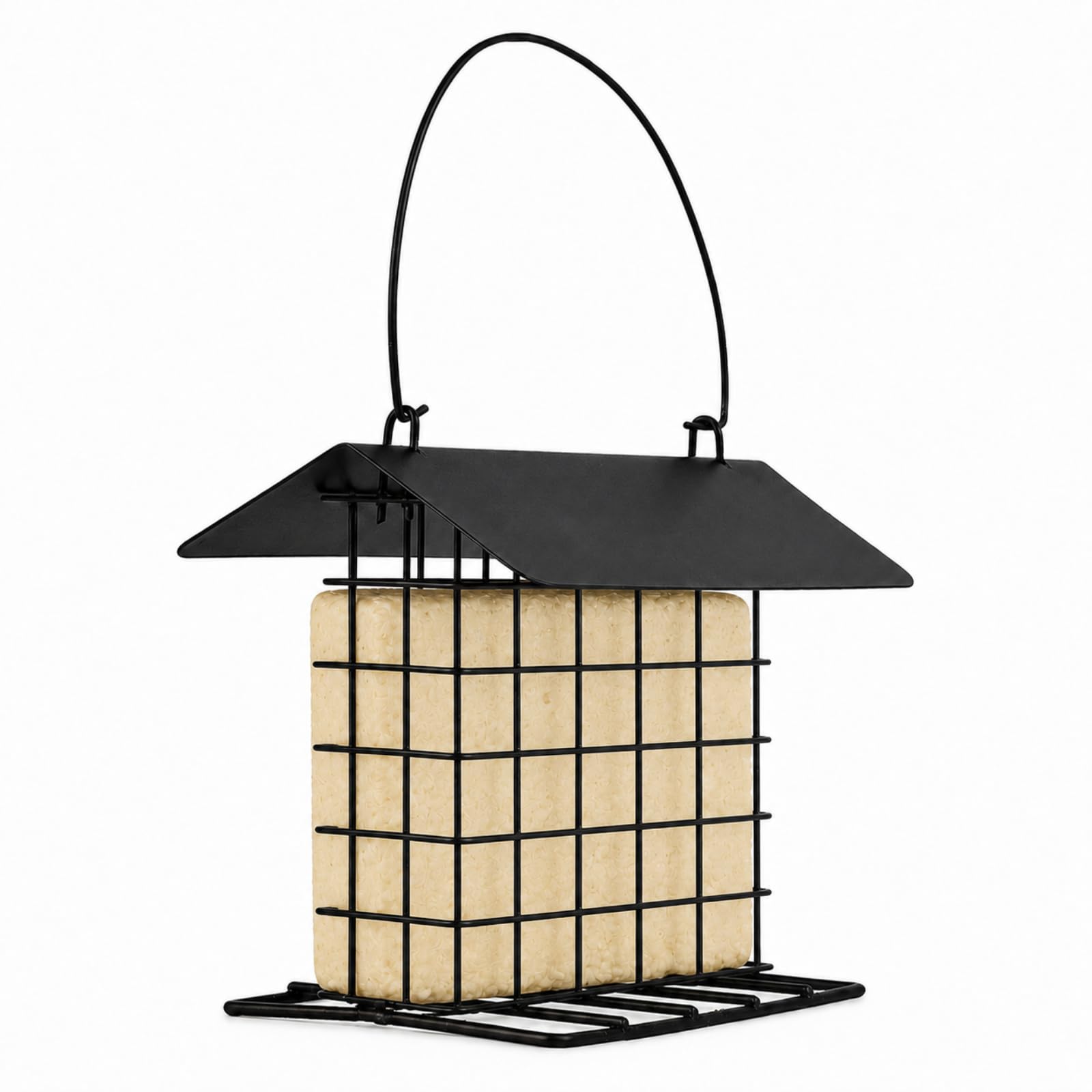 Raoletin Suet Block Feeder Squirrel Proof Outdoor Hanging Bird Feeder for wild birds, Weatherproof Hanging Metal Suet Cake Holder for Garden, Backyard, Feeding Station and Patio(Black)
