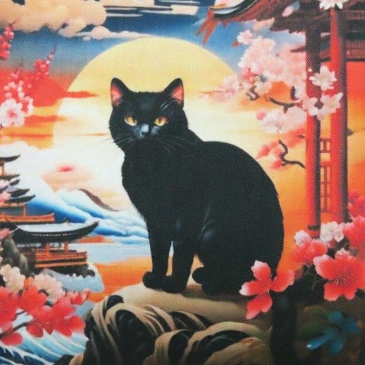 Amazon.co.jp: ゆきちゃん限定X1312-1 黒猫 浮世絵 XL パネル No300