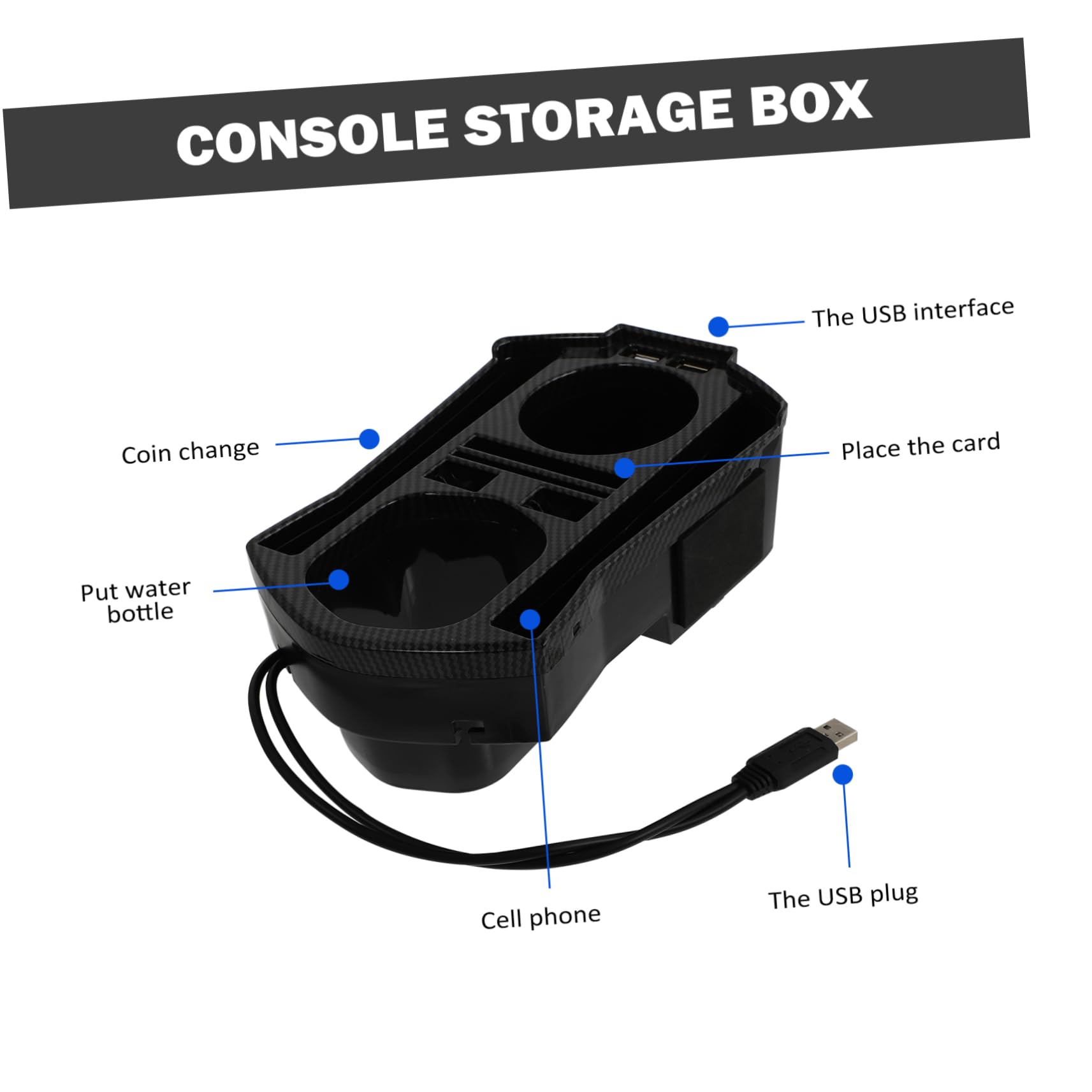 2pezzi Organizer Per Console Centrale Auto Con Porta Usb Scatola Portaoggetti Per Bicchieri Contenitore Per Auto Design Compatto e Facile Da Installare Per Viaggi e Uso Quotidiano