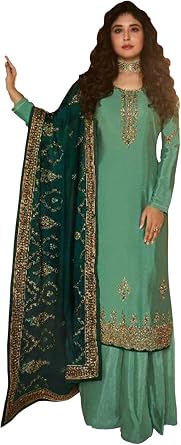 Party Wear Designer Heavy Embroidery Work Stitched Salwar Kameez Sharara Palazzo Suits