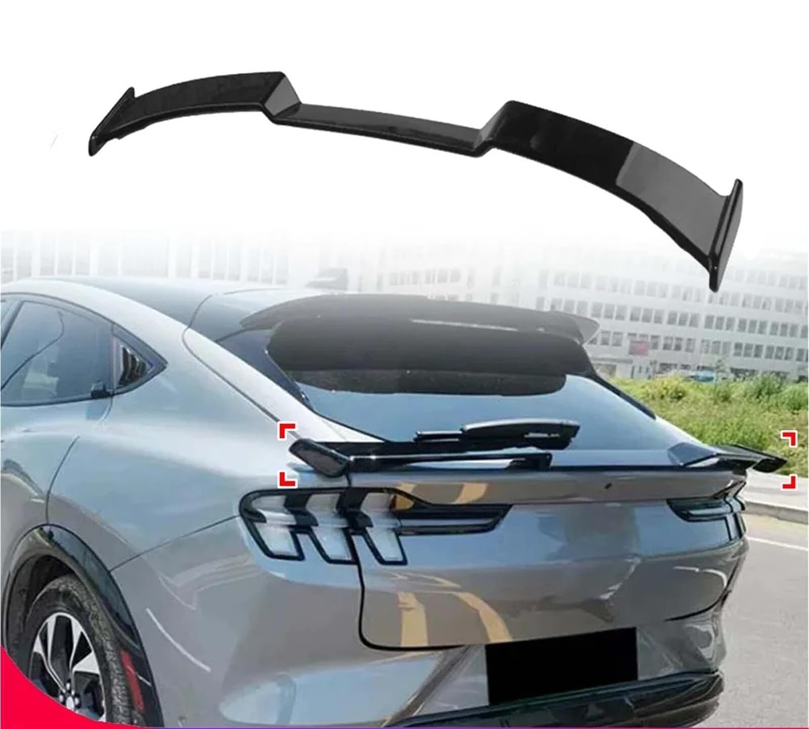 Dla Ford Dla Mustang Mach-E 2021-2025 Spoiler Bagażnika Skrzydło Na Klapie Lotka Tylny Akcesoria Do Dekoracji Nadwozia Spojler Tylny Trunk Wing(Carbon Look)