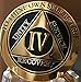 Recoverychip 4 Year AA Medallion Elegant Black Gold Silver Bi-Plated Alcoholics Anonymous Sobriety Chip