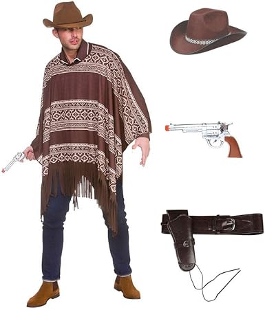 Adult Mens Western Cowboy Poncho Fancy 