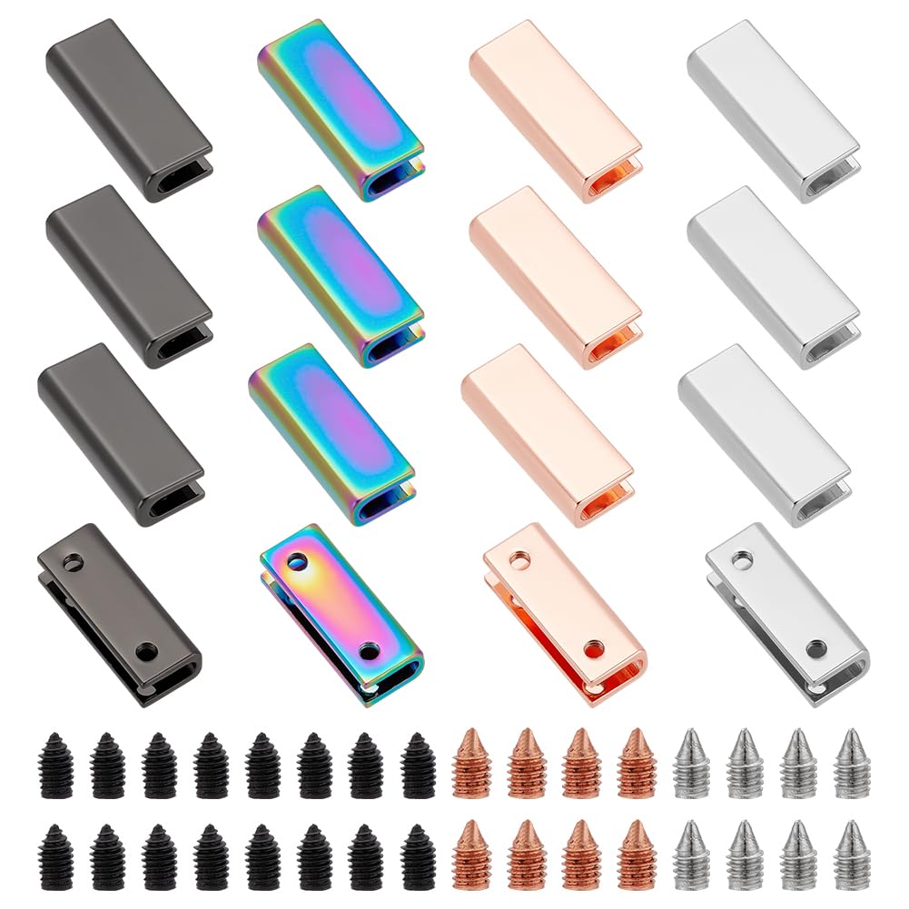 WADORN 16 Set di Fibbie A Clip Decorative per Borse, 4 Colori Punte per Cintura in Metallo Fibbia per Borsa Fibbie per Copribordo per Accessori per Borse da Cucito Fai-da-Te, 2.5×1×0.6 cm