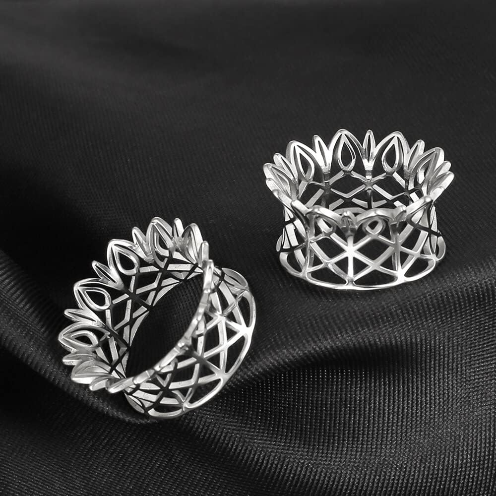 2PCS Hollow Crown Ear Gauges Hypoallergenic 316 Stainless Steel Breathing Ear Plugs Tunnels for Stretched Ears 8mm-25mm (0G-1") Body Piercing Jewelry for Women Men image 4