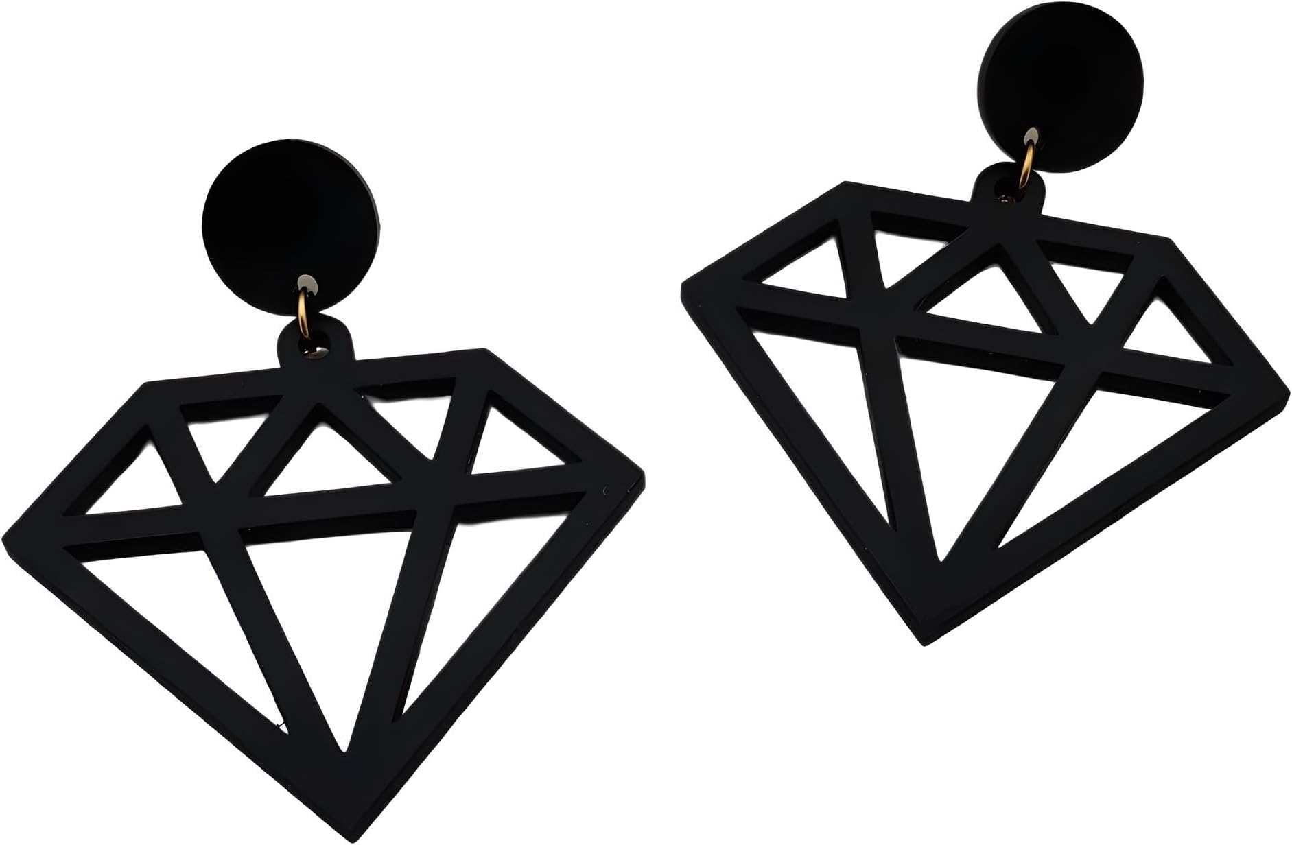 SAJ designer modern black earrings for women, black earrings for girls- diamond shaped wooden earring
