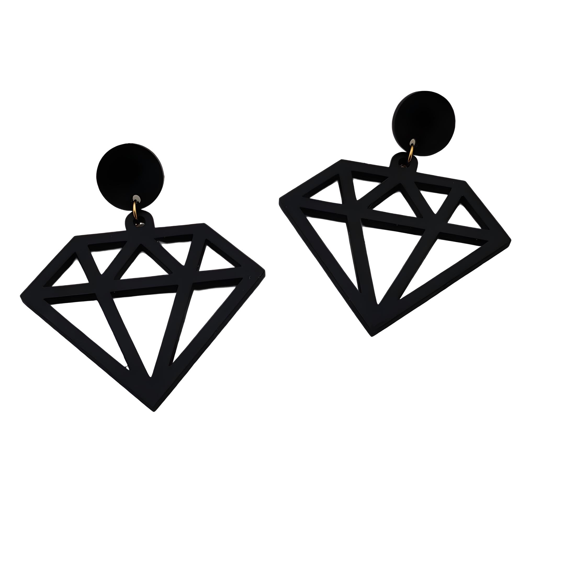 SAJ designer modern black earrings for women, black earrings for girls- diamond shaped wooden earring