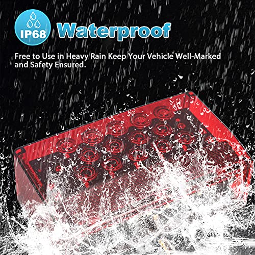 Partsam 6" Rectangular Led Combination Tail Lights Kit Red, 12V Led Submersible Sealed Rectangular Boat Trailer Stop Turn Tail License Plate Brake Running Light Kit W/25Ft Wiring Harness 4Pin+Bracket #TOP5