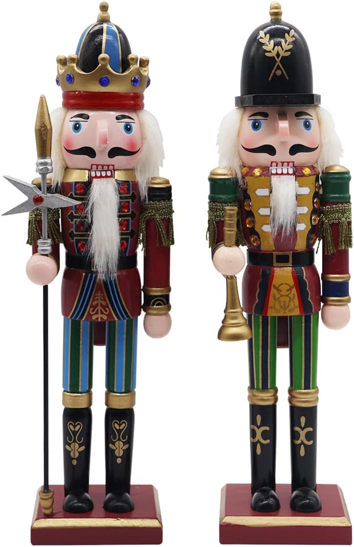 2Pcs Wooden Nutcracker Soldier 30cm Christmas Nutcracker Ornaments
