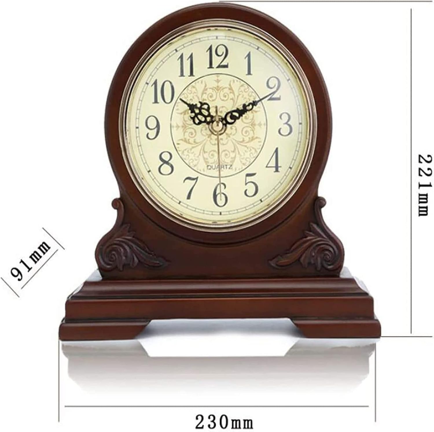 Mantel Clock Mantel Watch Silent Decoration Wooden Mantel Clock Battery Type Living Room Fireplace Office Kitchen Desk Shelf Vintage Mantel Watch for Decoration Gift