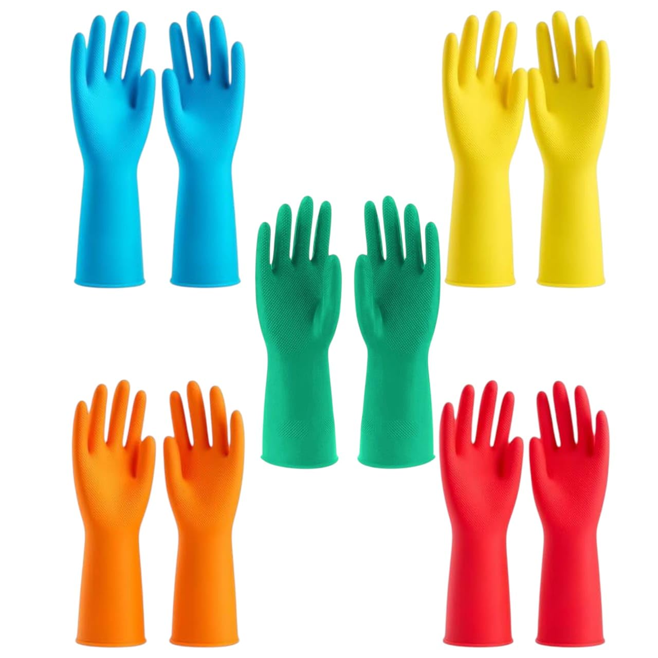 Heavy Duty Rubber Hand Gloves, Multi-Colour Pack of 5 Pairs, for Dishwashing, Gardening and Kitchen Cleaning Reusable Dry and wet Gloves-image-33