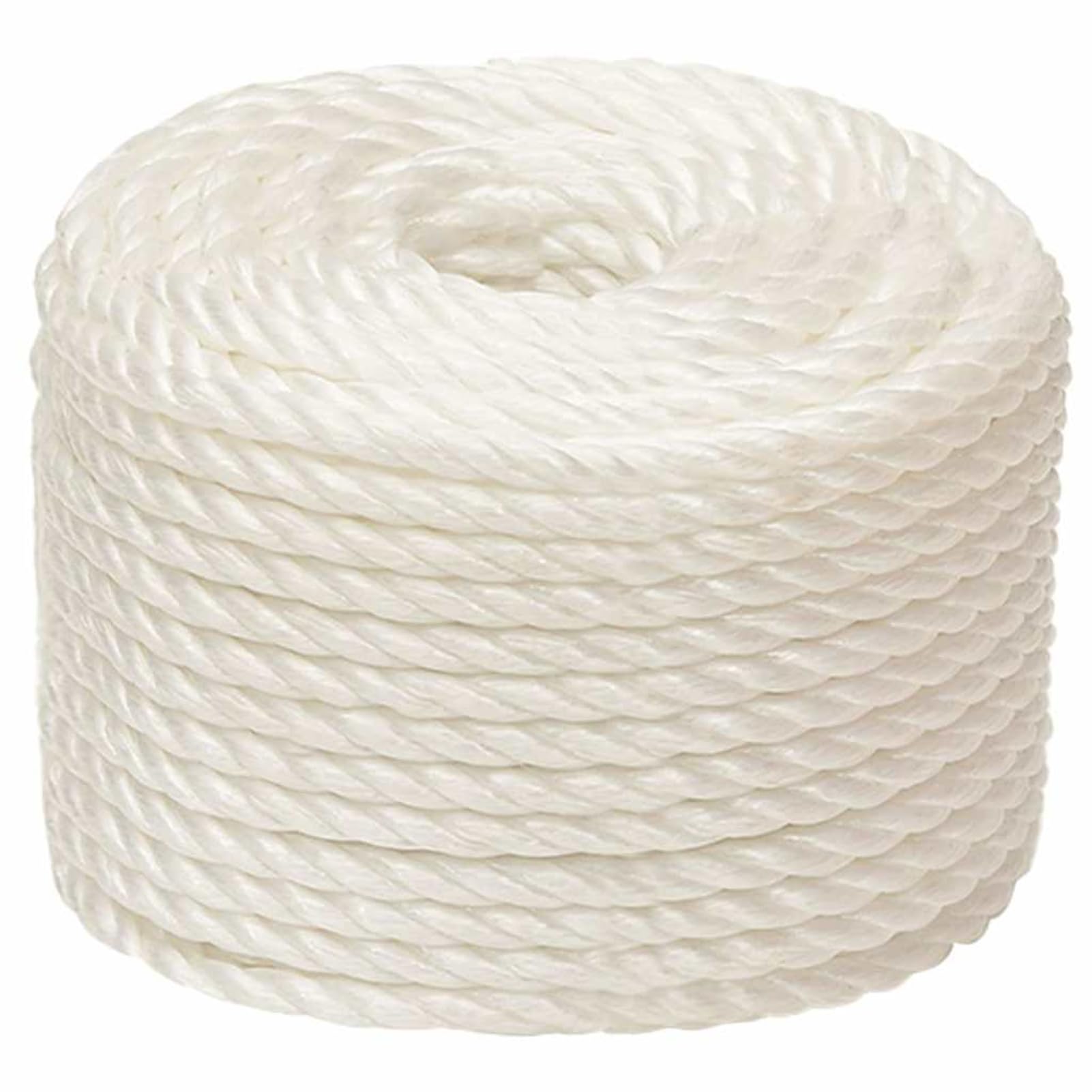 Corda da Lavoro Intrecciata in Polipropilene, 16mm x 100m, Bianca, Resistente UV e Intemperie, Facile da Annodare, Impermeabile, Carico di Rottura 1380kg