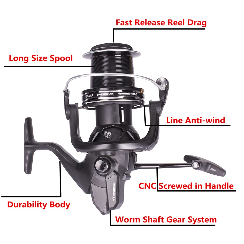 HiUmi Offshore Saltwater Spinning Reel Long Distance Spool Surf Casting Reel for Saltwater Beach and Rock Fishing (TK5000) : Sports & Outdoors