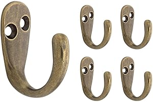 Franklin Brass FBSPRH5-AB-C Single Prong Wall Mount Robe Hook (5 Pack), Antique Brass