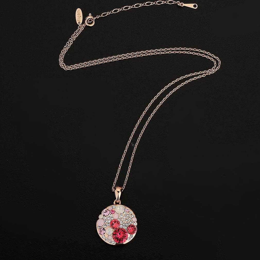 EVEVIC Austrian Crystals Round Disc Pendant Necklaces for Women Fashion 14K Gold Plated Hypoallergenic Dainty Jewelry - Image 7