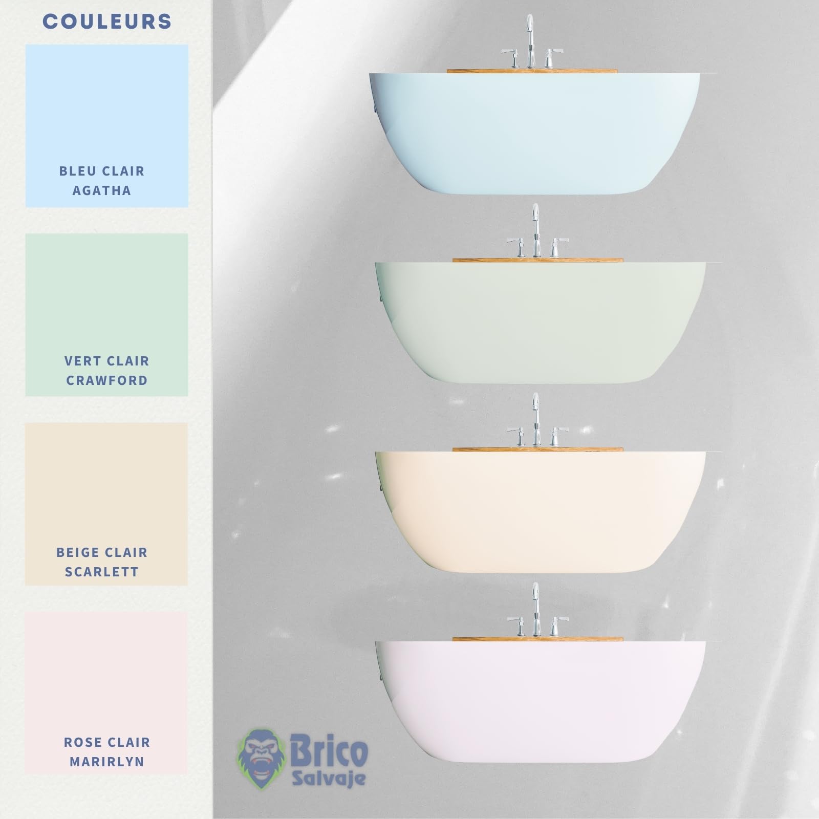 Peinture pour Baignoire Finition SATINÉE Deux Composants 600+150 ML | Application facile | Finition céramique | Étanche (Aniston Céramique Blanc)