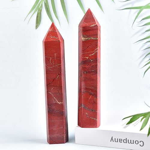 Miniatura 4 de Torre de cristal de jaspe rojo grande natural curativo, obelisco de punta para meditación, rejilla de cristal de 10 a 12 pulgadas
