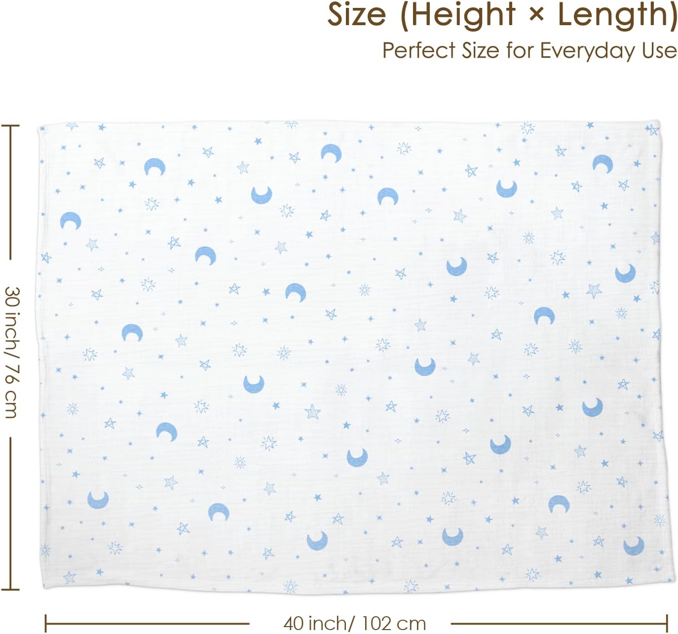 Star Moon Baby Blankets for Boys Girls, Soft Nursery Minky Blankets with Muslin and Dotted Fleece Back 30x40 inches, Receiving Bed Quilt for Newborn, Infants, Toddlers - Image 3