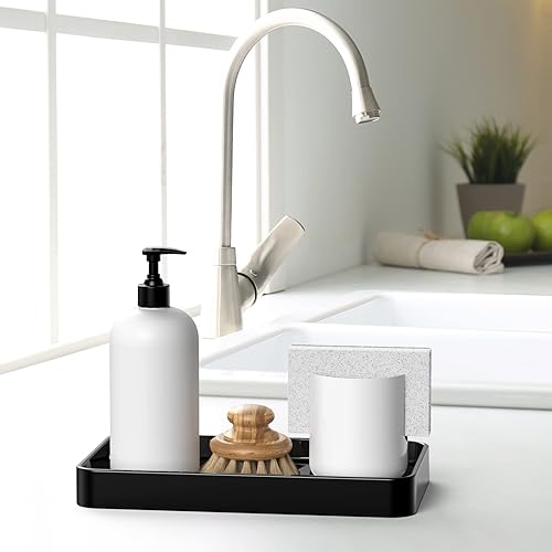 Miniatura 10 de Paquete de 2 bandejas de encimera y tocador de 12 pulgadas, bandeja de cocina para botellas de jabón, bandeja rectangular de tocador para baño,