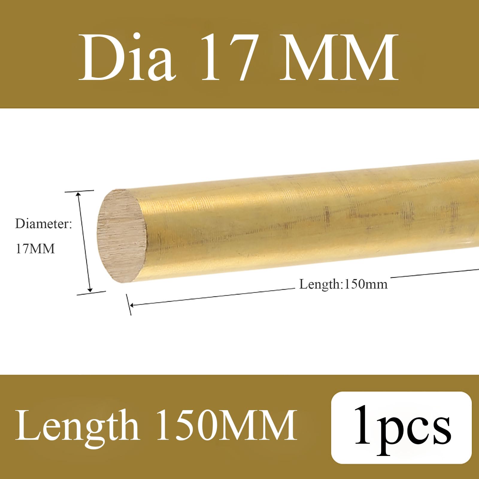 COYOUCO Brass Rods, Round Solid Brass 16/17/18/20Mm Dia, 150 Mm Length for Drift Punches Various Shaft DIY Craft Model Knife Handles,17 * 150mm