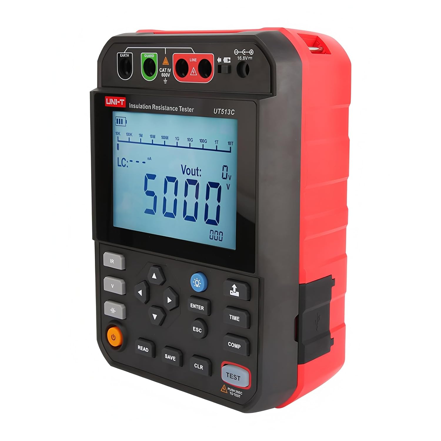 UNI-T Uni-Trend UT513B/UT513C 5kV Insulation Resistance Testers;PI & DAR Measurement/Data Storage/PC Communication Measurement Resistance Tester Megohm Meter(UT513C)