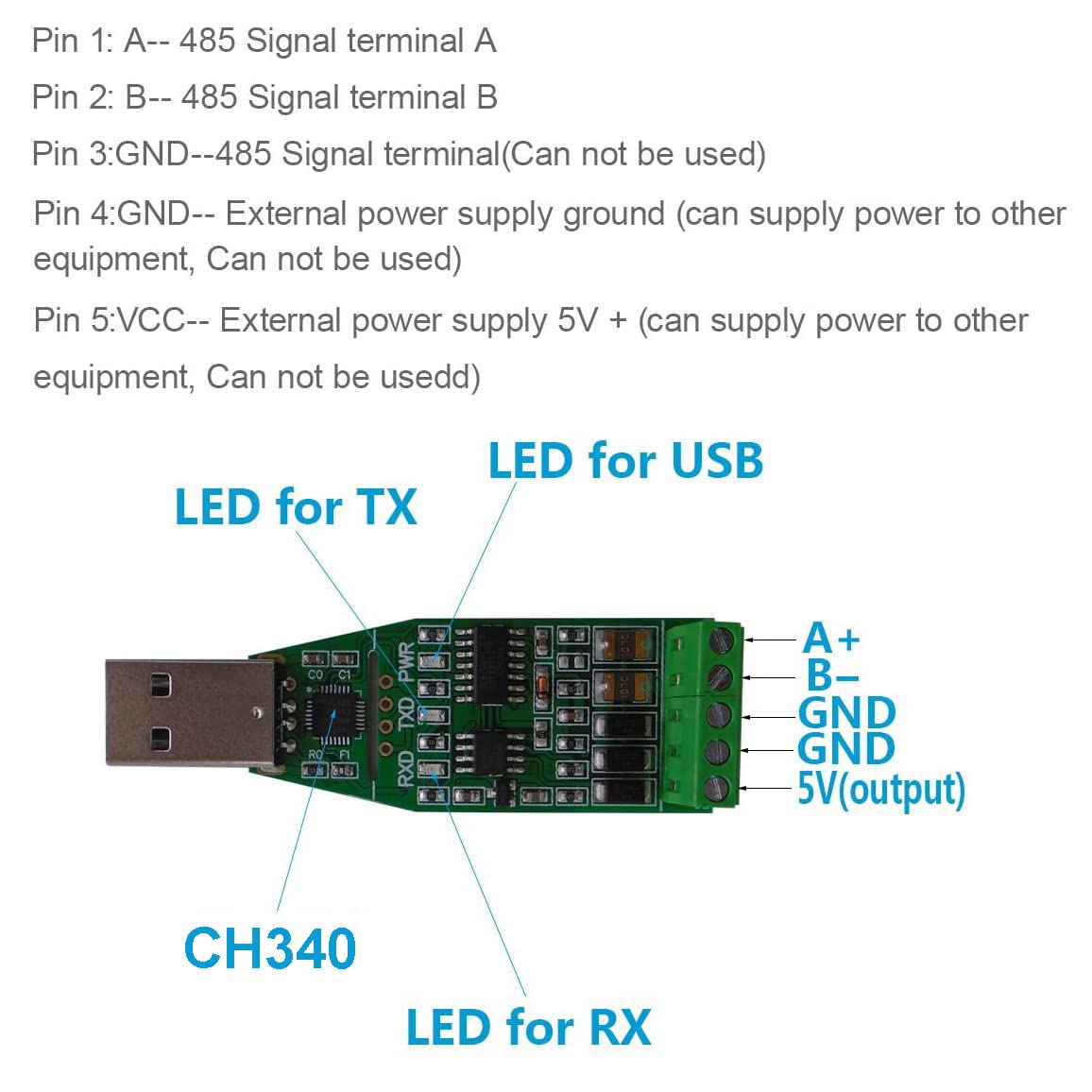 Greluma Industriale USB to RS485 Modulo di Comunicazione con TVS Protezione Transitoria Supporta XP / WIN7 / WIN8 / WIN9 / WIN10 / Vista/Linux/Mac OS X Sistema